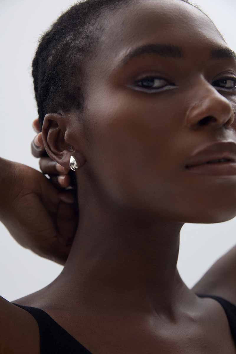 Women Hollow Simple Classic Minimalist Cute Mini Water Drop 18k Gold Plated S999 Sterling Silver Stud Earrings