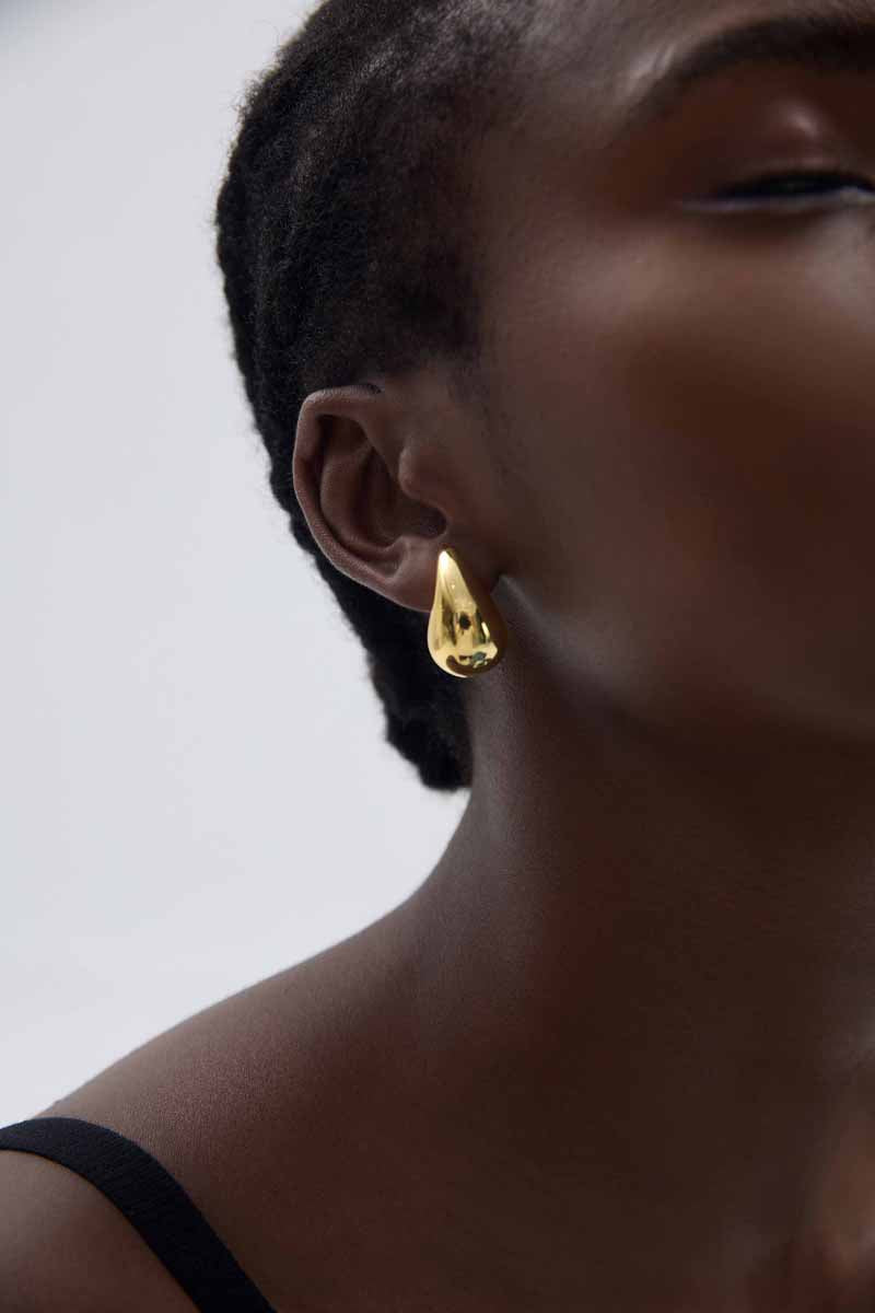 Casual Middle Drop Water S999 Sterling Silver Stud Earrings