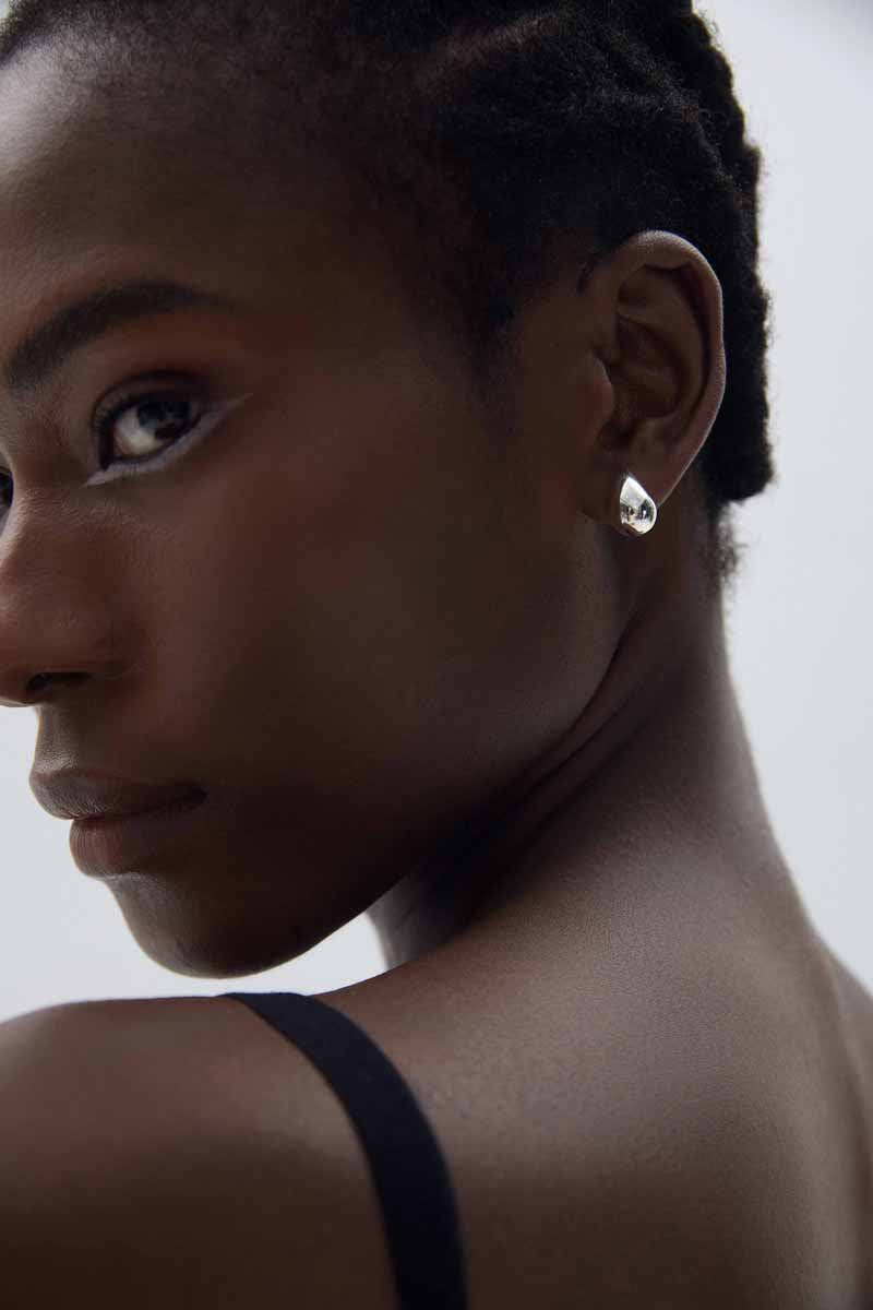 Women Hollow Simple Classic Minimalist Cute Mini Water Drop 18k Gold Plated S999 Sterling Silver Stud Earrings