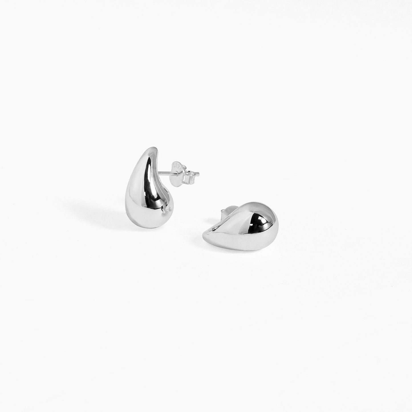Women Hollow Simple Classic Minimalist Cute Mini Water Drop 18k Gold Plated S999 Sterling Silver Stud Earrings