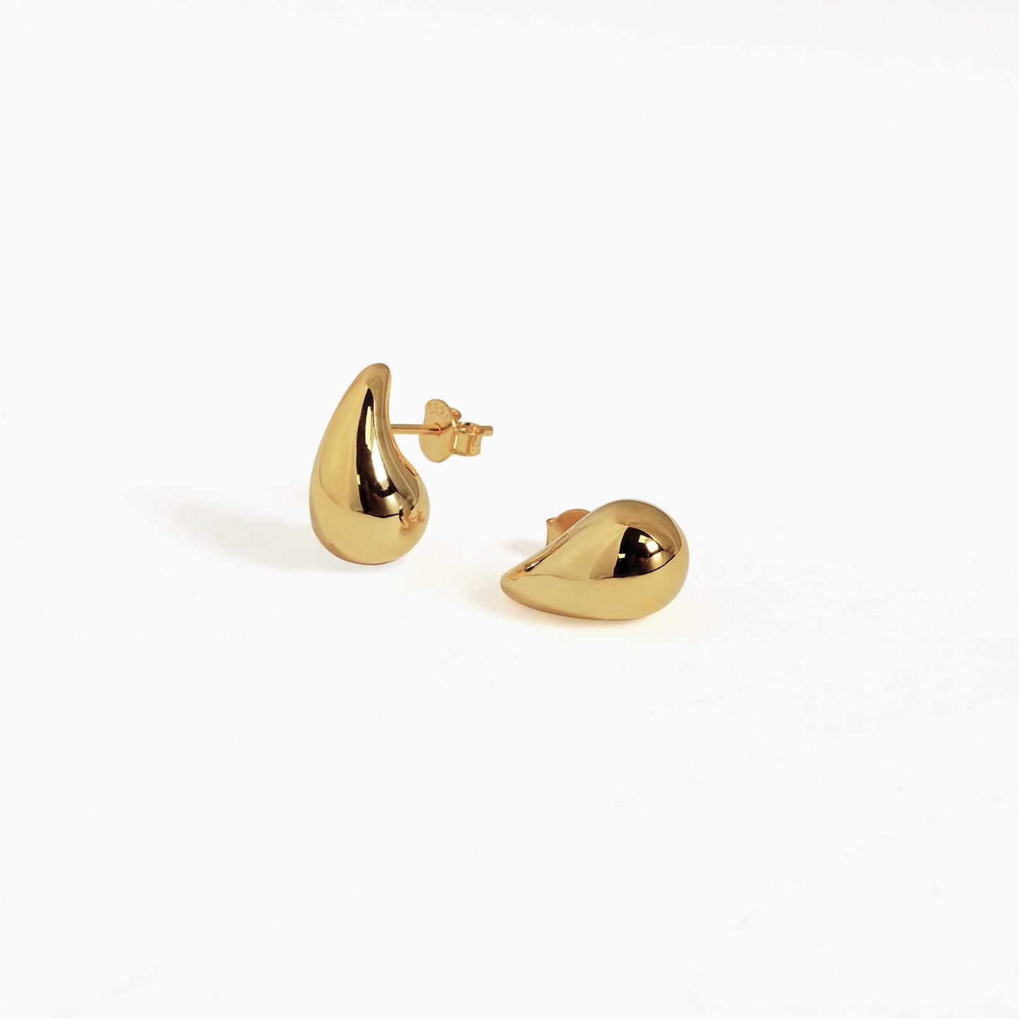 Women Hollow Simple Classic Minimalist Cute Mini Water Drop 18k Gold Plated S999 Sterling Silver Stud Earrings