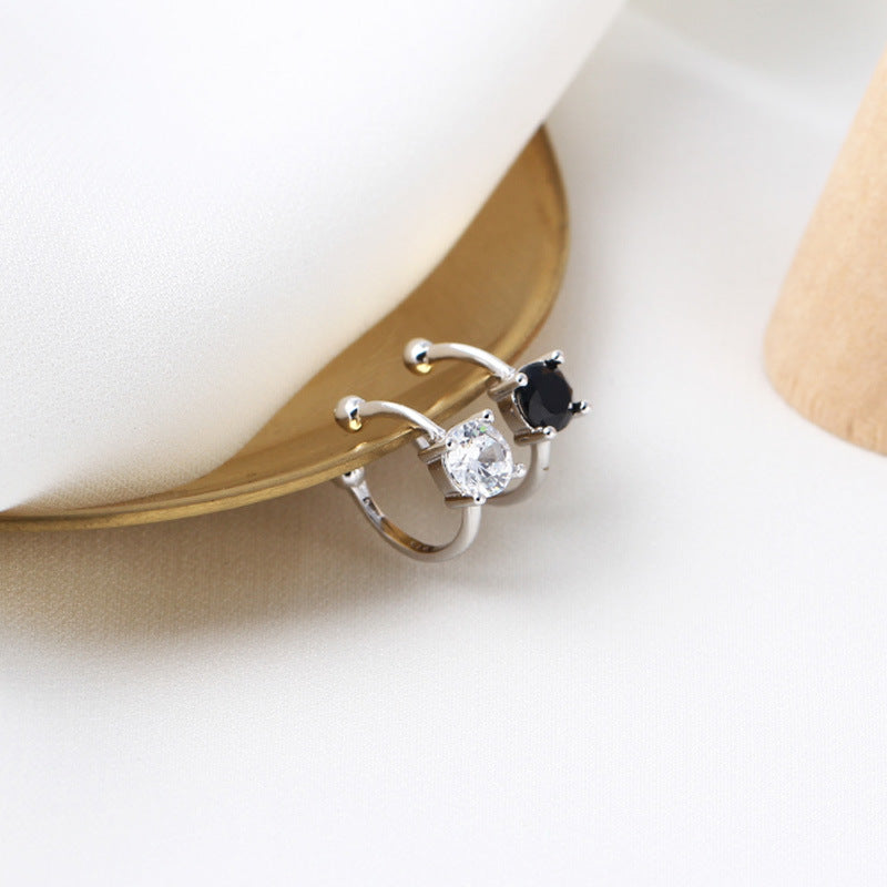 Simple Geometry Round CZ 925 Sterling Silver Non-Pierced Earring(Single)
