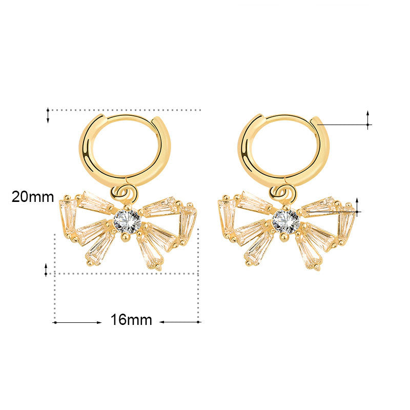Sweet CZ Girl Bow-Knot 925 Sterling Silver Hoop Earrings