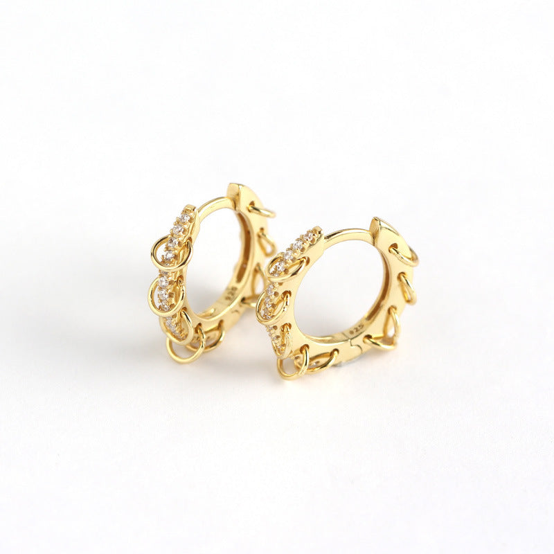 Geometry Mini Circles CZ 925 Sterling Silver Hoop Earrings