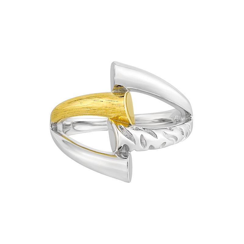 Fashion Gold Silver Geomtry Hollow Cross 925 Sterling Silver Adjustable Ring