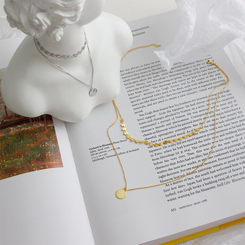 Layered dot disc choker & Pendant Necklace Set