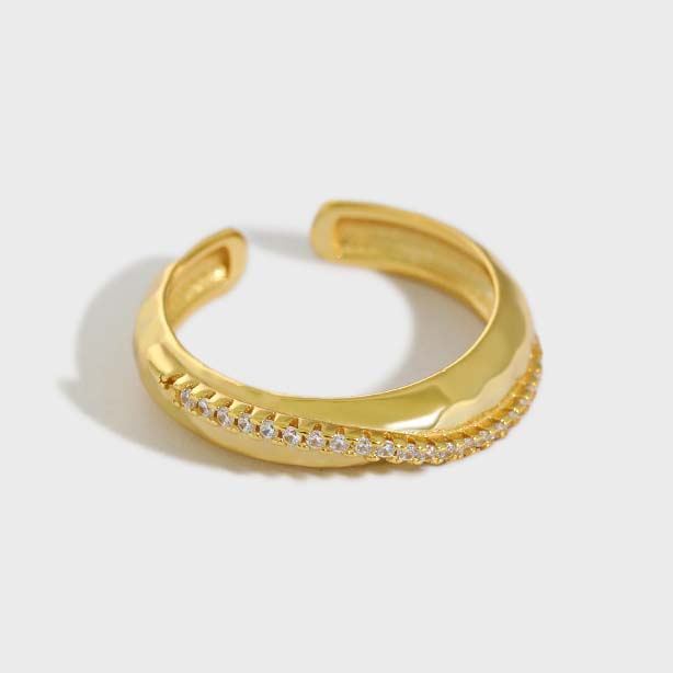 Unique CZ Lines Adjustable Ring