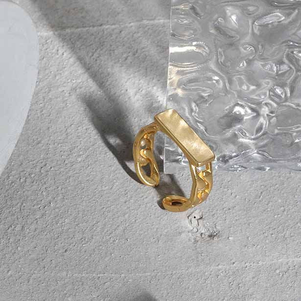Hollow Link Rectangle signet Ring