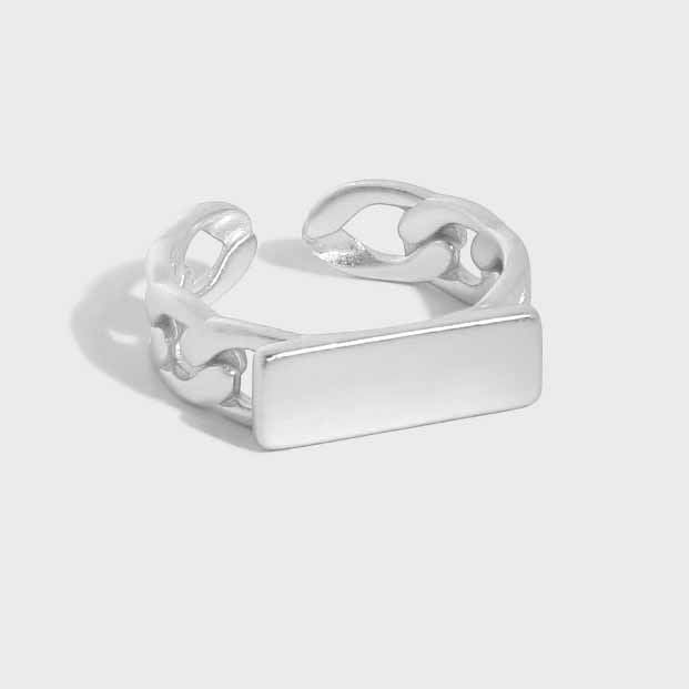 Hollow Link Rectangle signet Ring