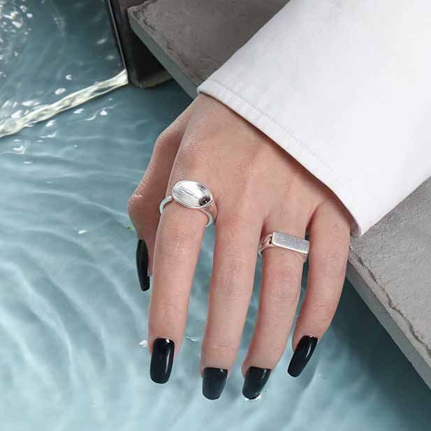 Hollow Link Rectangle signet Ring