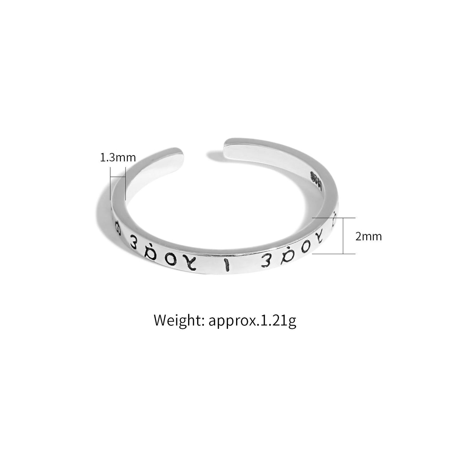 Vintage Simple Greek Alphabet 925 Sterling Silver Adjustable Ring