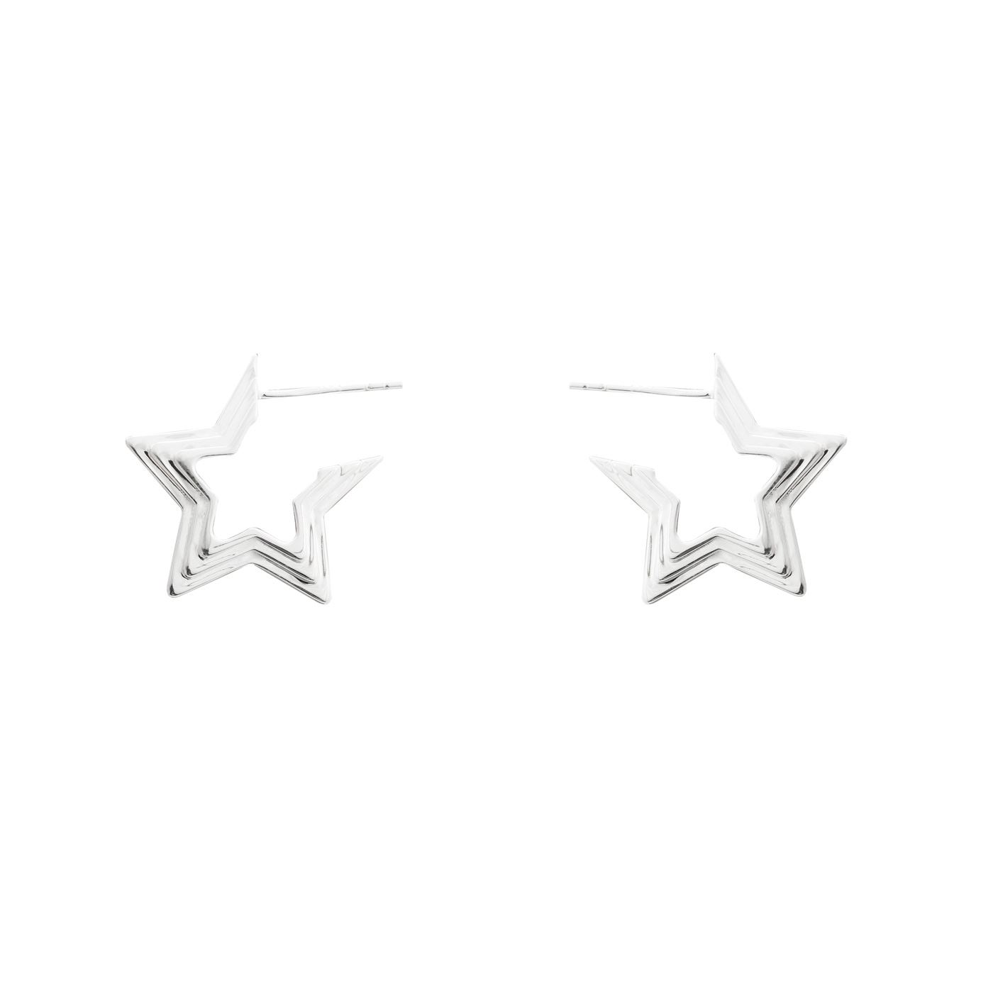 Girl Irregular Star 925 Sterling Silver Hoop Earrings