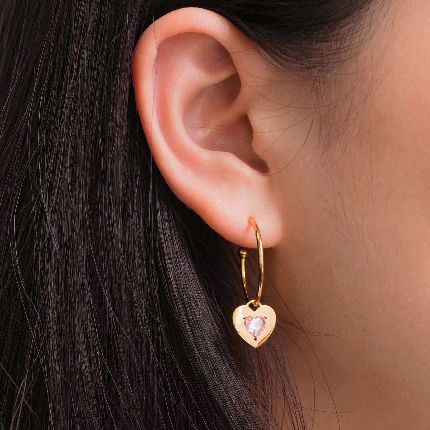 Two Ways Wear Girl Pink Heart 925 Sterling Silver Dangling Earrings