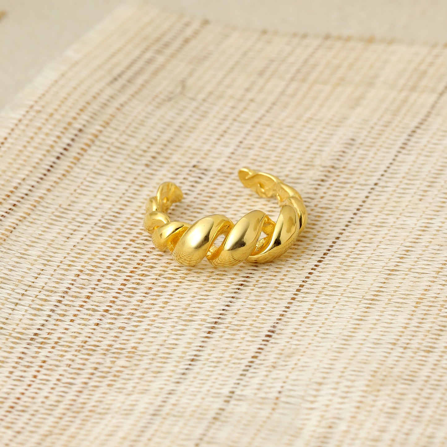 Simple Hollow Out Twisted Rope 925 Sterling Silver Adjustable Ring