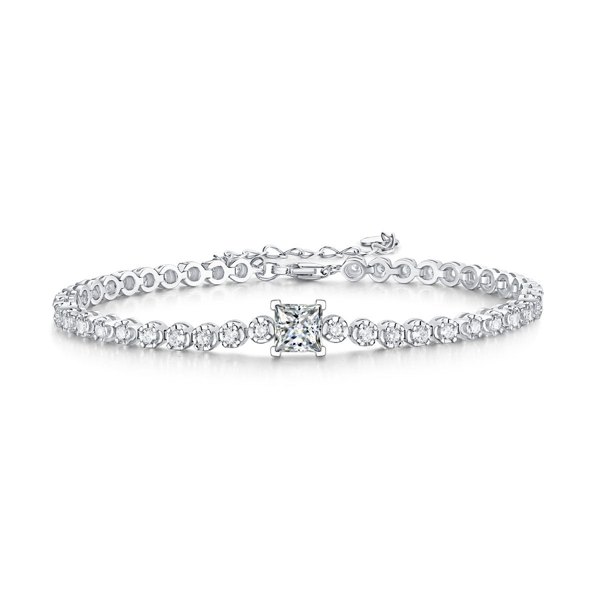 Square Moissanite & CZ tennis bracelet