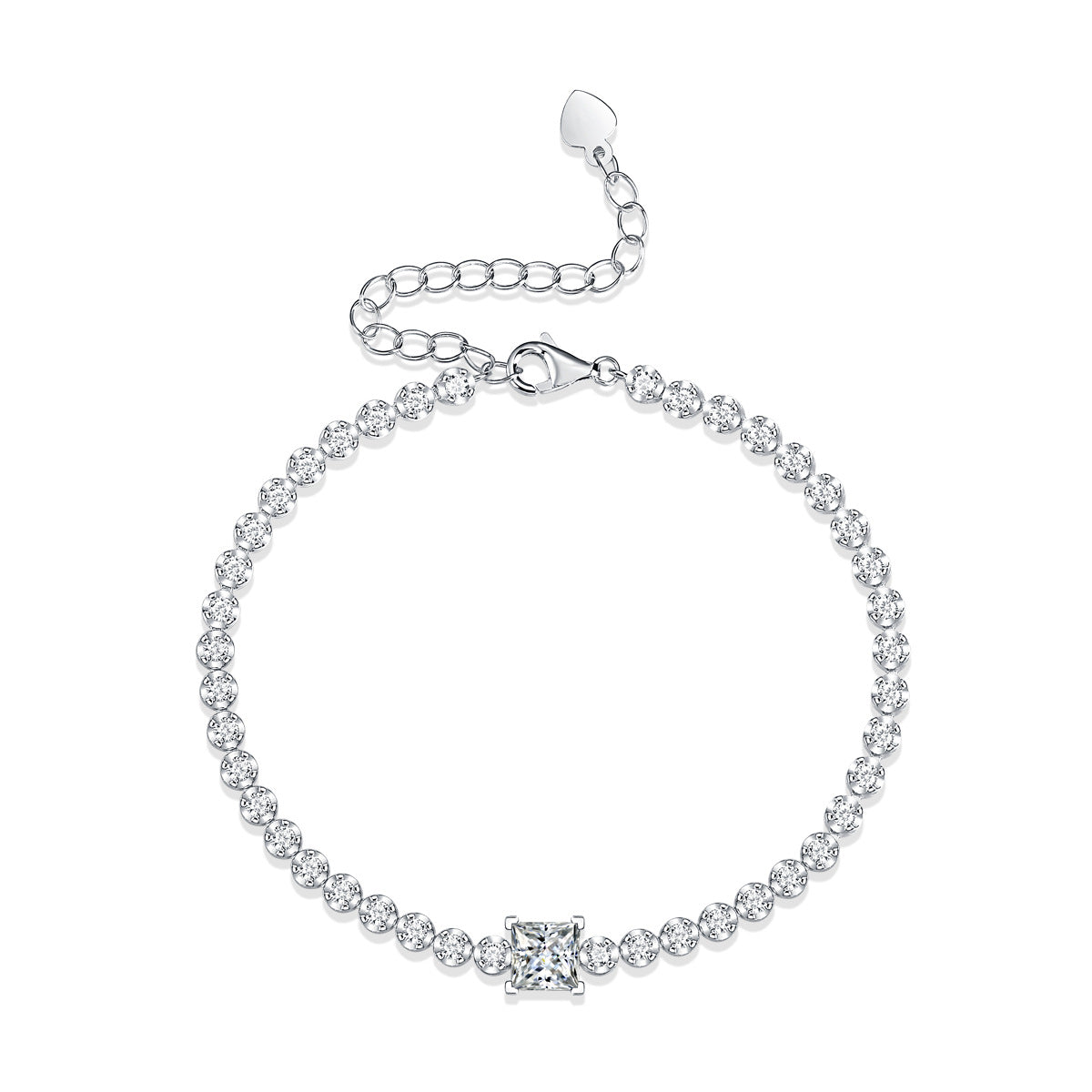 Square Moissanite & CZ tennis bracelet