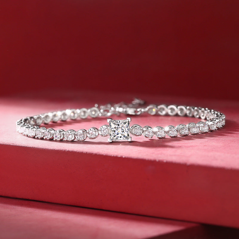 Square Moissanite & CZ tennis bracelet