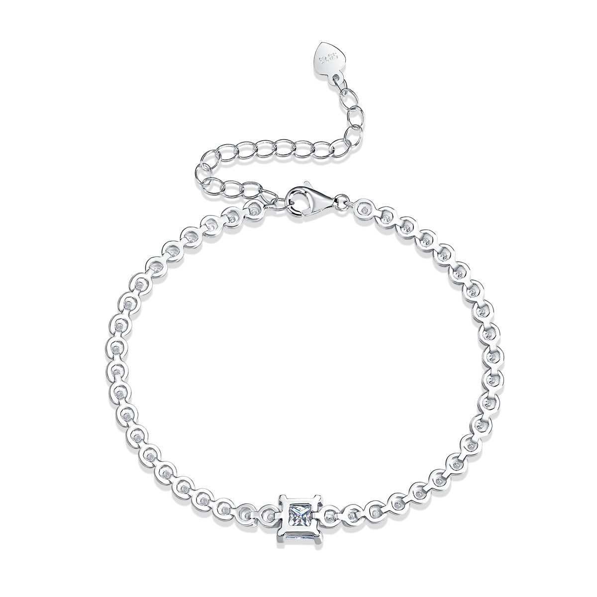 Square Moissanite & CZ tennis bracelet