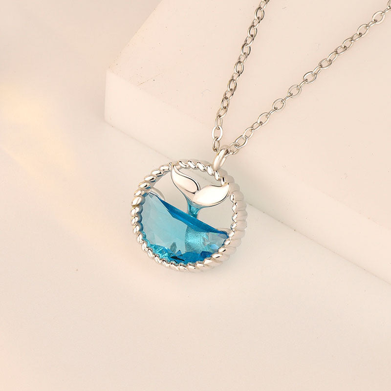 Holiday Mermaid Tears Ocean 925 Sterling Silver Necklace