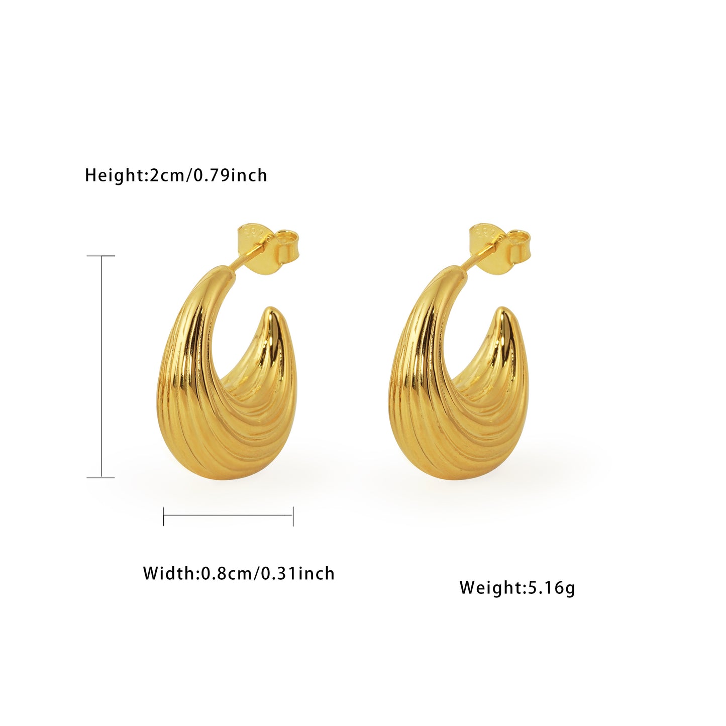 Electroforming Fashion Irrgular Strip Pattern Large Light Bold Look Exaggerated Jewelry 999 Sterling Silver Hoop  Earrings(Pre-Sale)