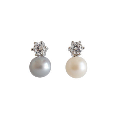 Elegant CZ Natural Pearl Drop Earrings