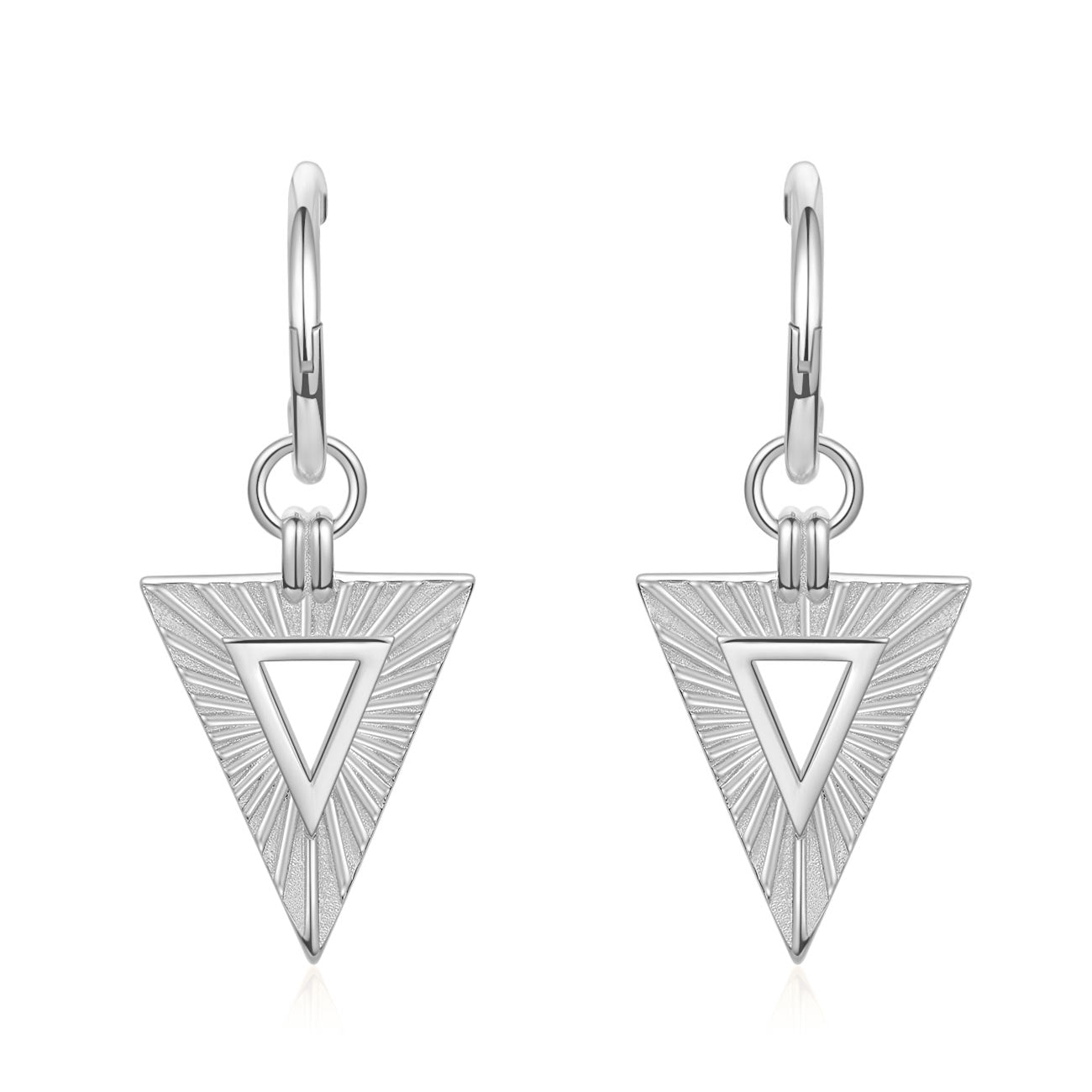 Geometry Hollow Triangle 925 Sterling Silver Hoop Earrings