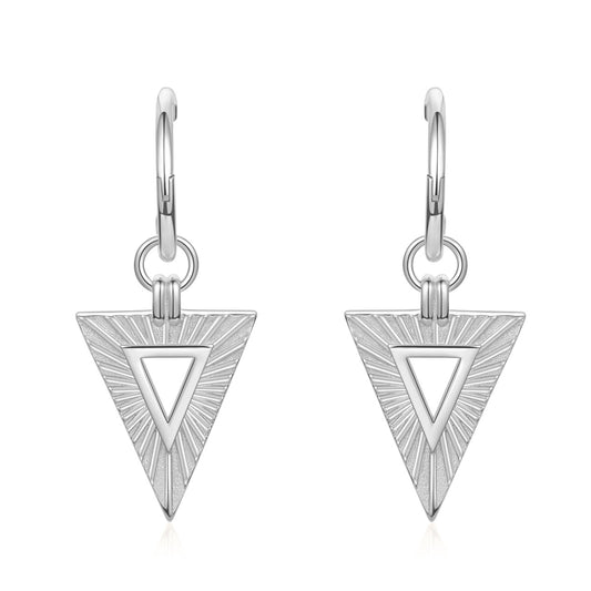 Geometry Hollow Triangle 925 Sterling Silver Hoop Earrings