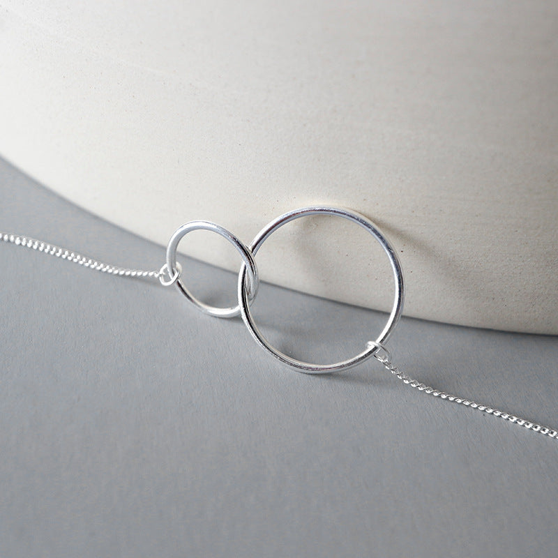 Simple Mother Child Loops 925 Sterling Silver Bracelet