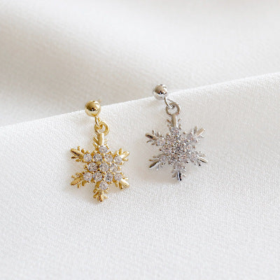 Beautiful CZ Snowflake New 925 Sterling Silver Dangling Earrings