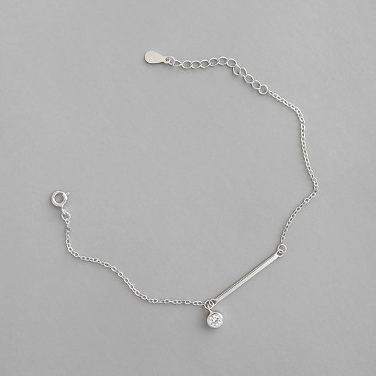 Simple Geometry Stick CZ 925 Sterling Silver Bracelet