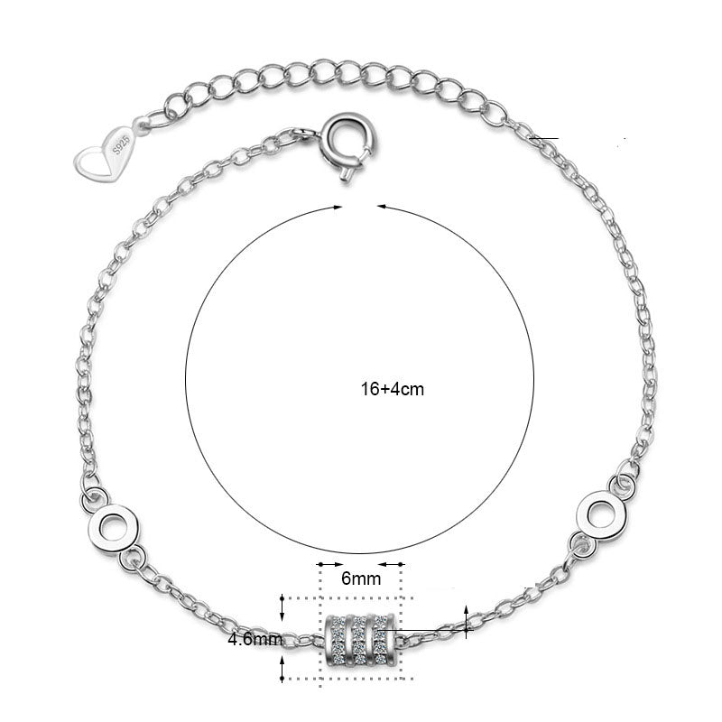 Modern CZ Tiny Tube Circle 925 Sterling Silver Bracelet