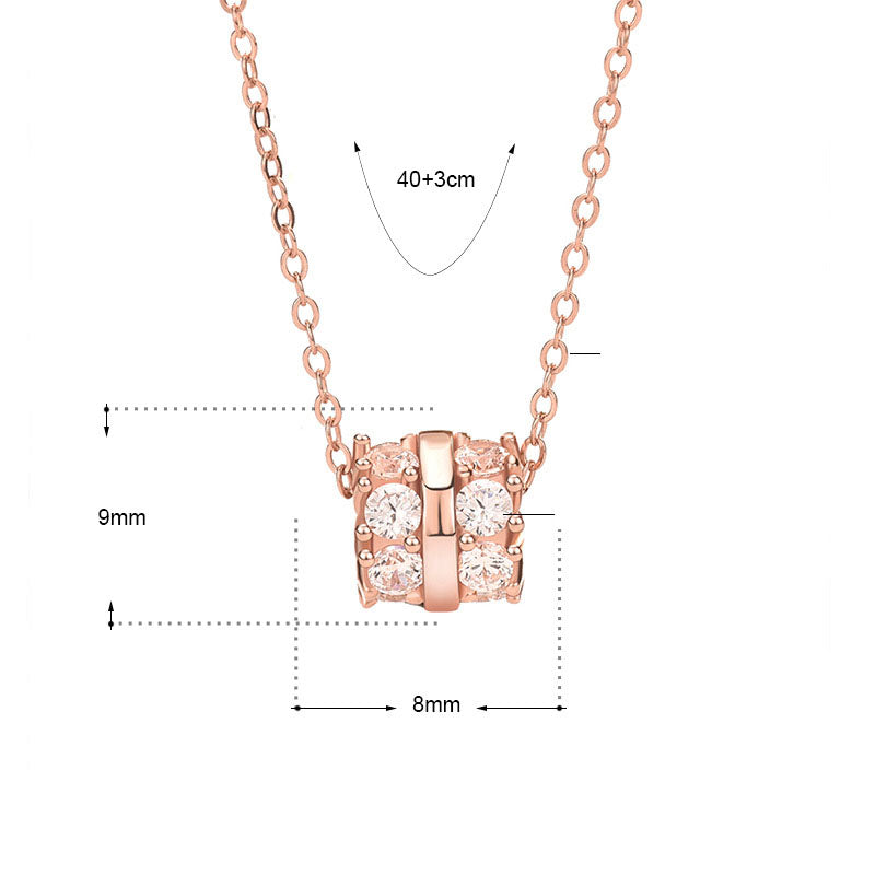 New CZ Lucky Beads 925 Sterling Silver Necklace