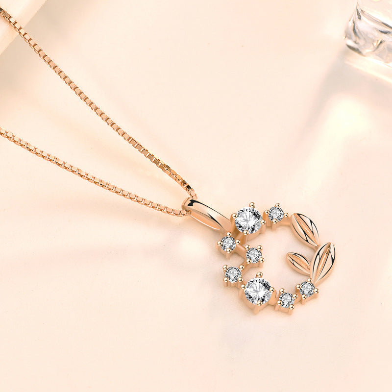 Women CZ Garland 925 Sterling Silver Necklace