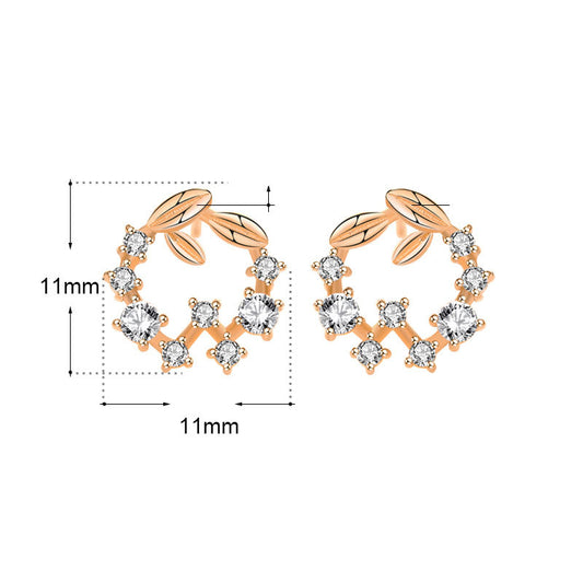 Simple Hollow CZ Garland 925 Sterling Silver Stud Earrings