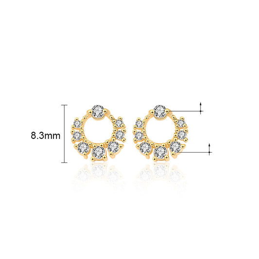 Sale CZ Mini Garland Circle 925 Sterling Silver Stud Earrings