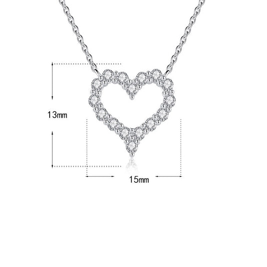 Simple Hollow CZ Heart 925 Sterling Silver Necklace