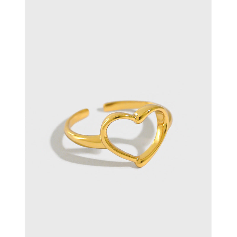 Hollow Heart Adjustable Ring