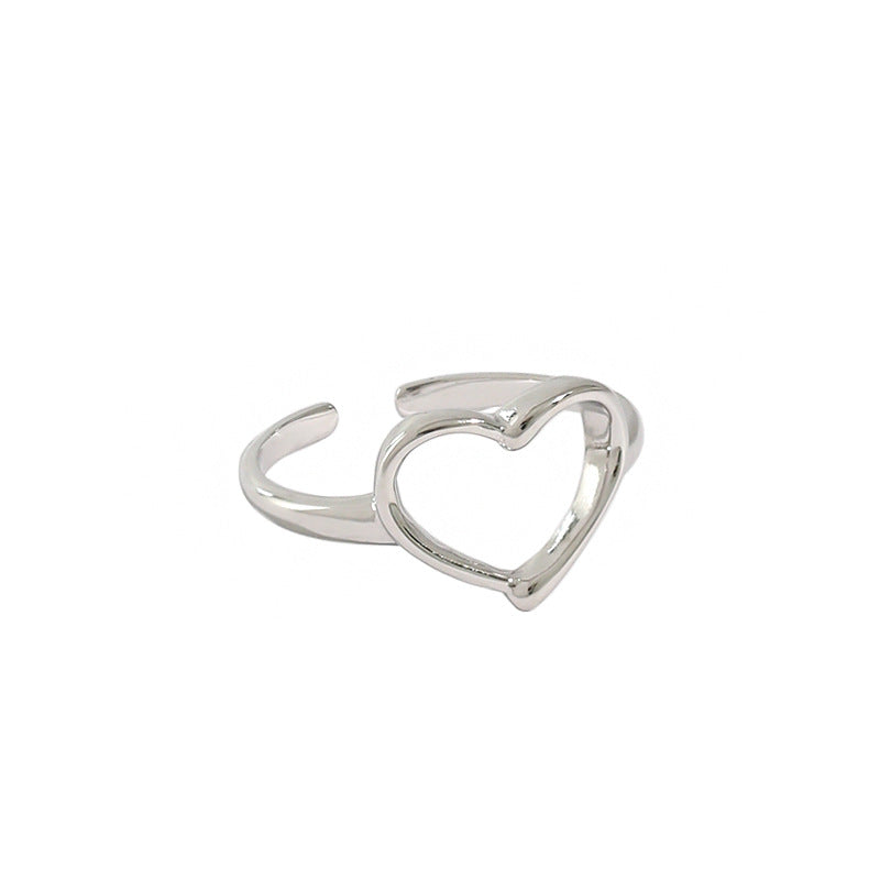 Hollow Heart Adjustable Ring