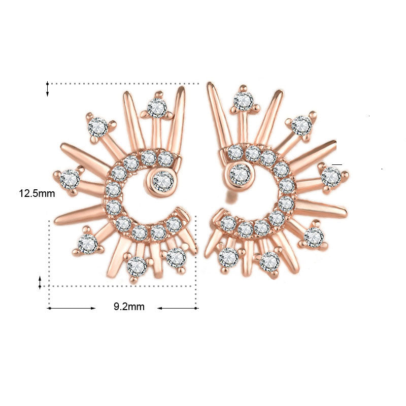Office CZ Sun Shine 925 Sterling Silver Stud Earrings