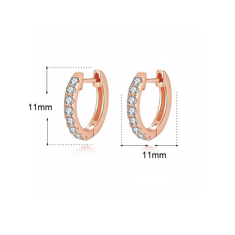 Simple Tiny CZ Circle 925 Sterling Silver Huggie Hoop Earrings