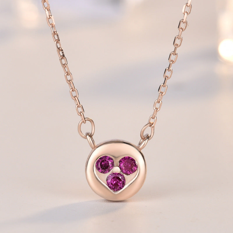 Hot Mini Pink CZ Heart 925 Sterling Silver Necklace