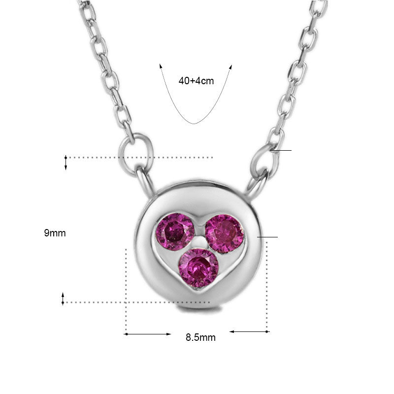 Hot Mini Pink CZ Heart 925 Sterling Silver Necklace