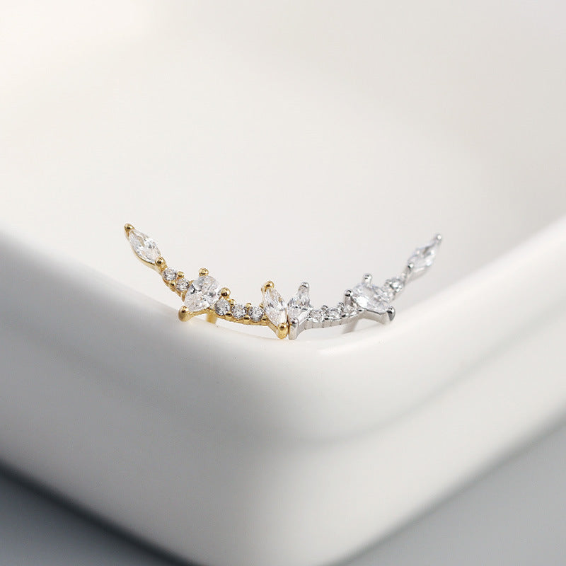 Hot Simple CZ Geometry Bat Wings 925 Sterling Silver Stud Earrings