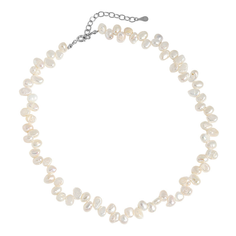 Baroque Irregular Natural Pearl  Sterling Silver Necklace