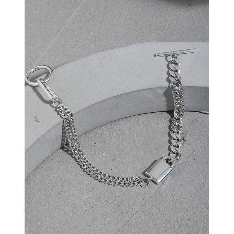 Asymmetric Lock Curb Chain Bracelet