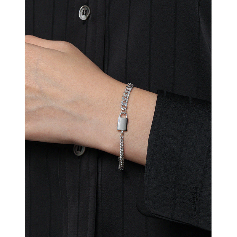 Asymmetric Lock Curb Chain Bracelet