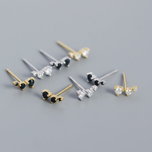 Geometry CZ Lines 925 Sterling Silver Stud Earrings