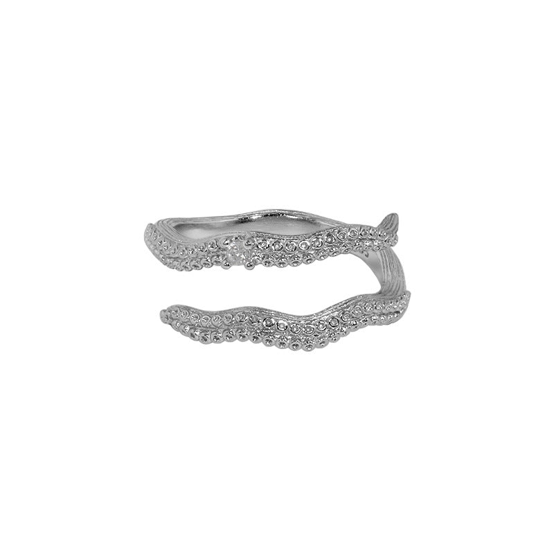 Modern Doule Layers Squid 925 Sterling Silver Adjustable Ring