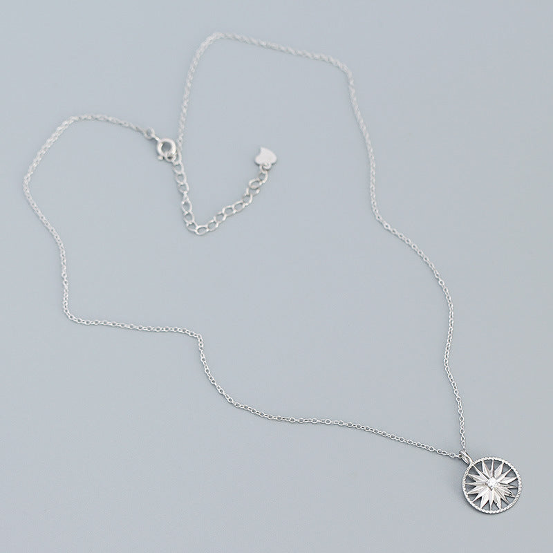 Holiday CZ Sunshine Awn Star 925 Sterling Silver Necklace