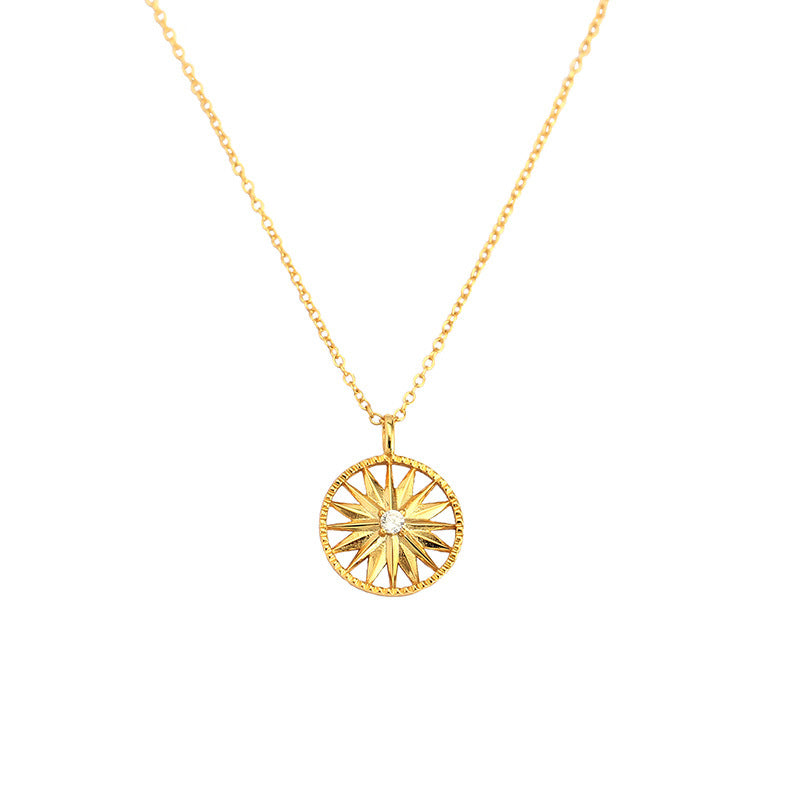 Holiday CZ Sunshine Awn Star 925 Sterling Silver Necklace